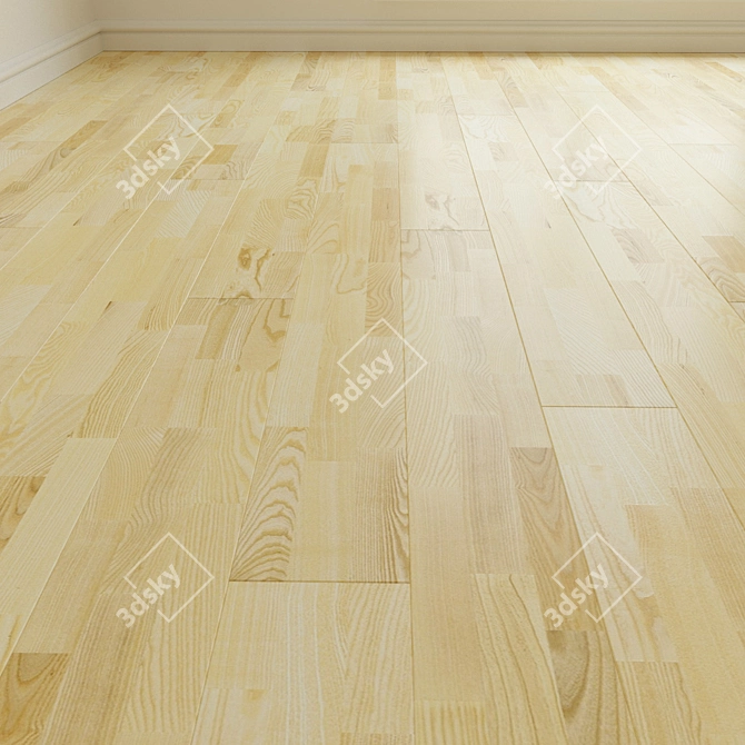 Natural Ash Parquet Flooring: Volume Fragment 3D model image 1