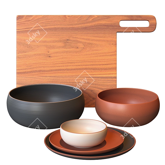 Madera Terra Collection - Authentic Terracotta Dinnerware 3D model image 1