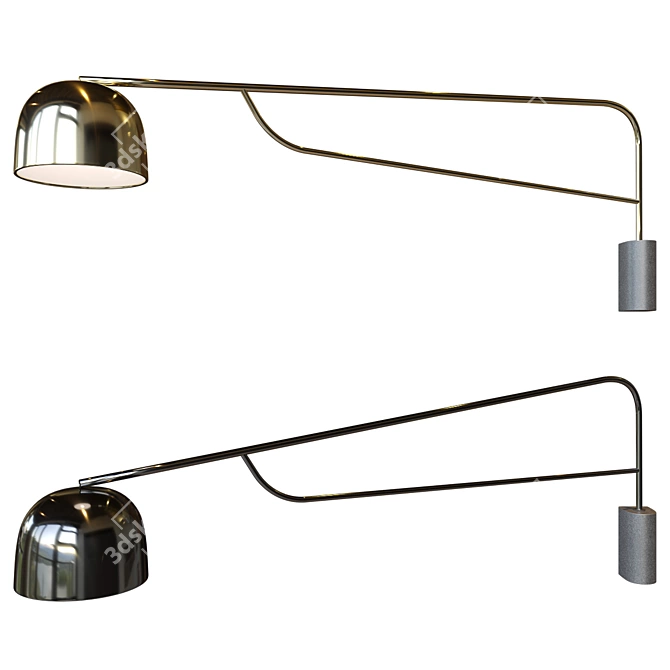 Sleek Steel Grant Wall Lamp 3D model image 1