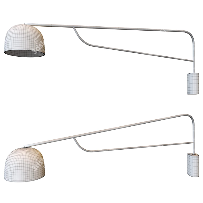 Sleek Steel Grant Wall Lamp 3D model image 2