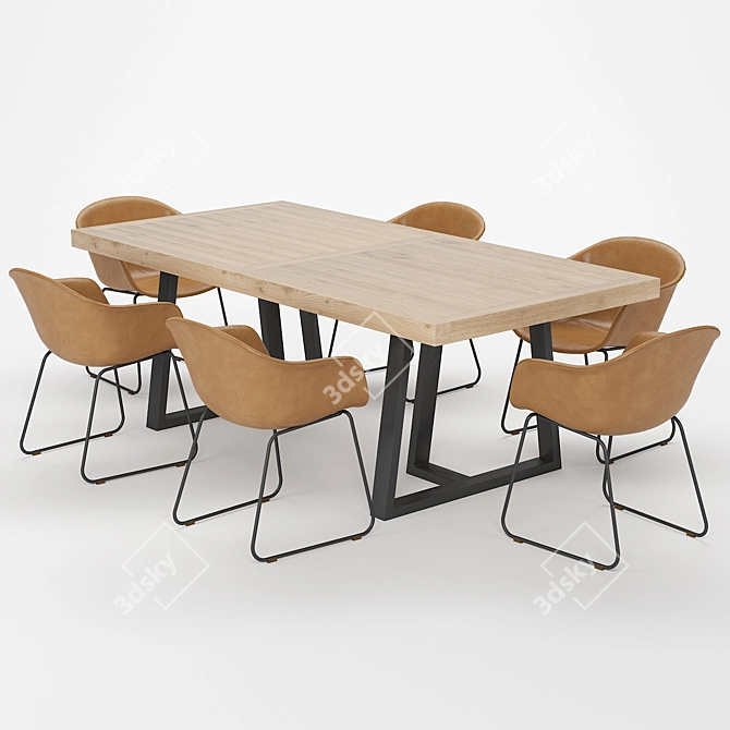 Sleek Modern Dining Table 3D model image 1