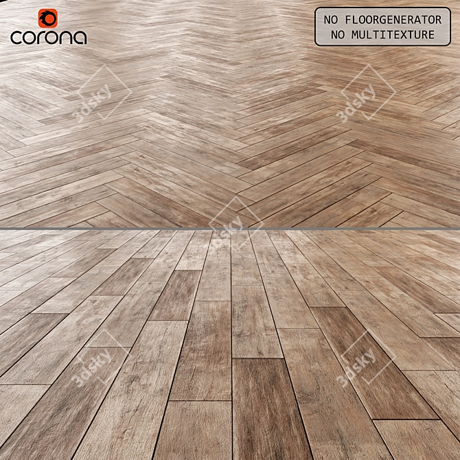 Brown Laminate Flooring - Standard and Herringbone Layouts 3D model image 1