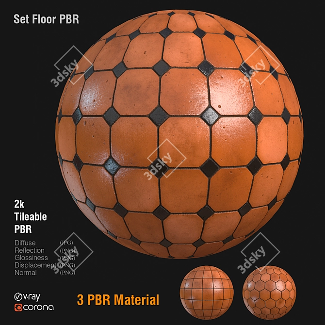 Pristine Marble Floor Set 3D model image 1