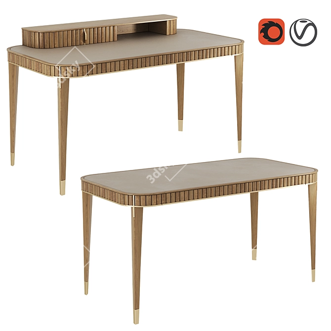 EDEN-ROCK Desk: Elegant Cherry Wood Design 3D model image 1