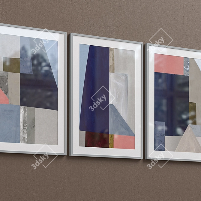 Modern Abstract Framed Print Set 3D model image 4