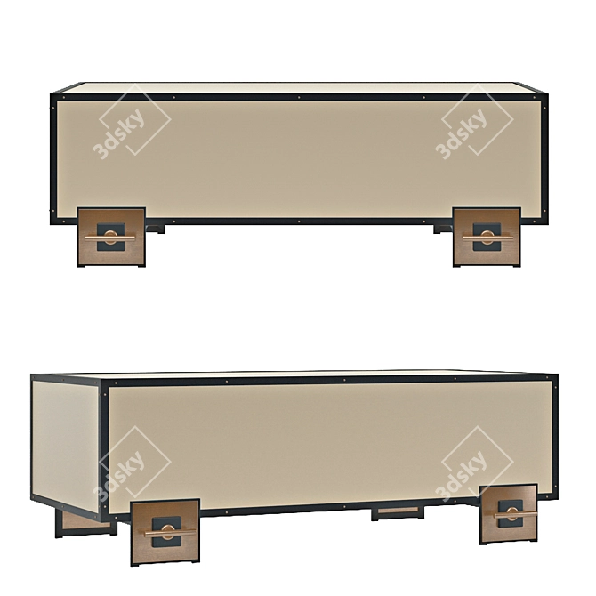 Italian Ivory Lacquered Console with Brass Details 3D model image 4
