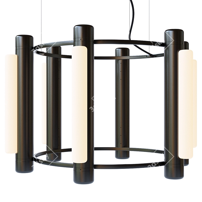 Modern Pipeline Chandelier: Elegant Illumination 3D model image 3