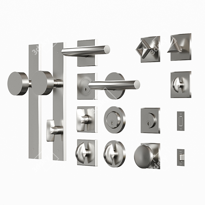 School House Door Handle Set 02: Elegant & Durable 3D model image 3