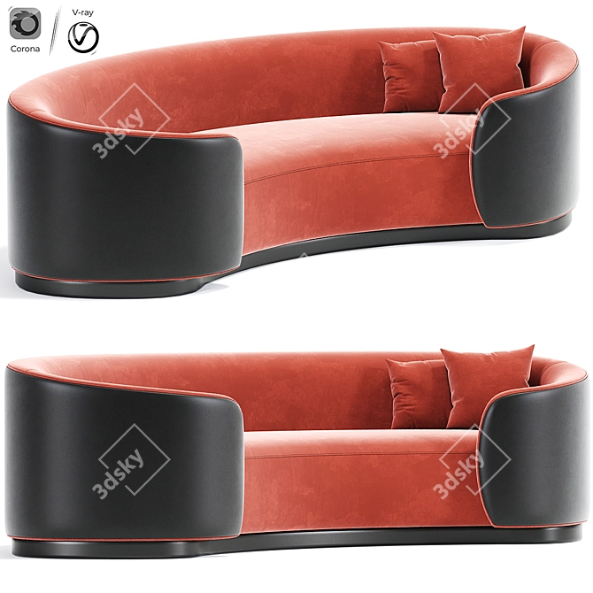 Velvet Curve Sofa: Eden Rock Collection 3D model image 1