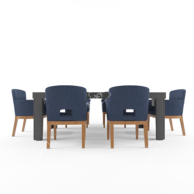 Elegant Oak Dining Table Set 3D model image 1