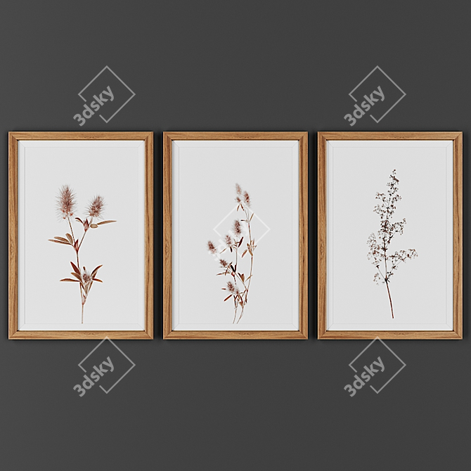 Wooden Frame Art Set 3D model image 1