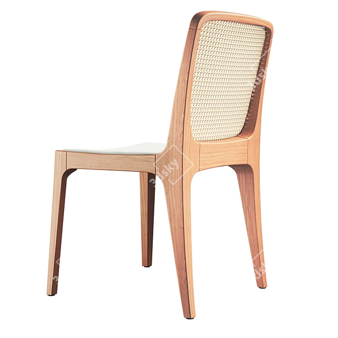 Rustic Rattan Dining Chair 3D model image 2