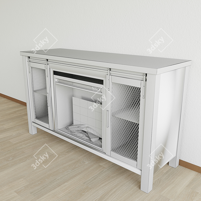 Modern Mahan TV Stand with Fireplace 3D model image 1