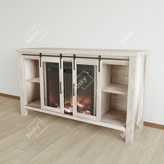 Modern Mahan TV Stand with Fireplace 3D model image 2