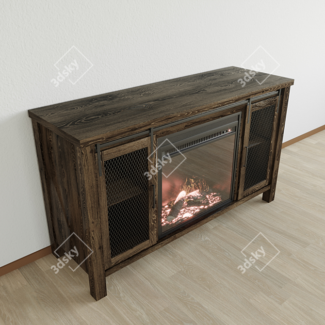 Modern Mahan TV Stand with Fireplace 3D model image 3