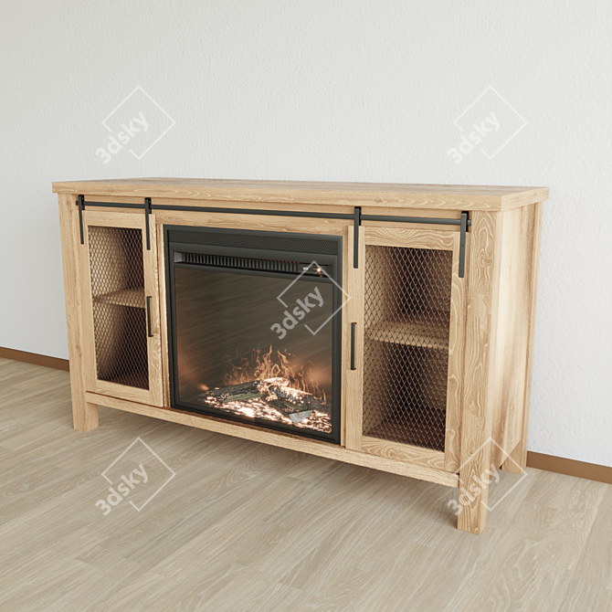 Modern Mahan TV Stand with Fireplace 3D model image 4