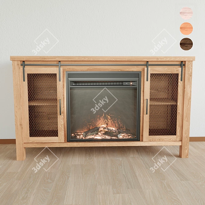 Modern Mahan TV Stand with Fireplace 3D model image 5