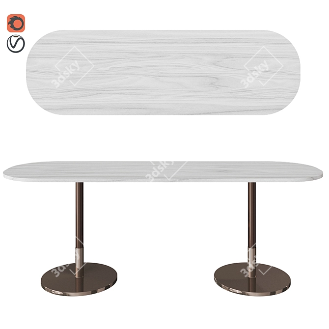 Elegant Oval Wood Stiletto Console 3D model image 4