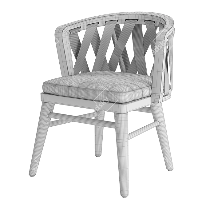 Teak and Synthetic Rope Outdoor Chair 3D model image 5