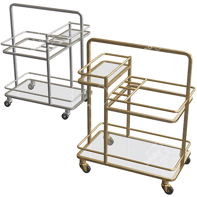 Stirling Bar Trolley: Sleek and Stylish Rolling Beverage Cart 3D model image 1