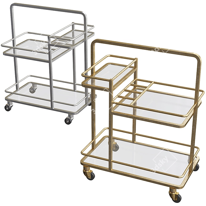 Stirling Bar Trolley: Sleek and Stylish Rolling Beverage Cart 3D model image 2