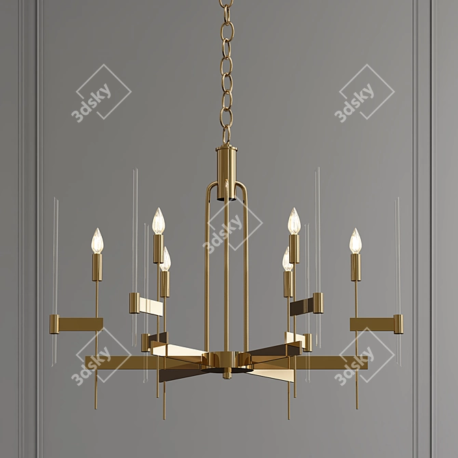 Elegant Brass Chandelier: Bari Light 3D model image 1