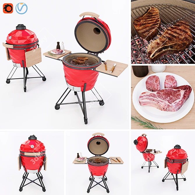 Ultimate Kamado Grill: 2014 Design 3D model image 1