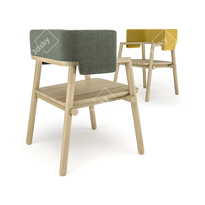 Modern Armchair in Yellow and Green 3D model image 3