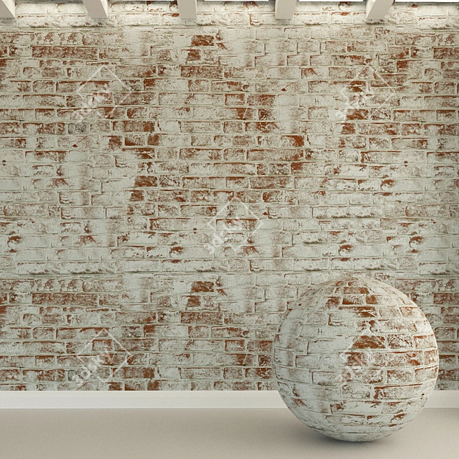 Vintage Red Brick Wall 3D model image 1