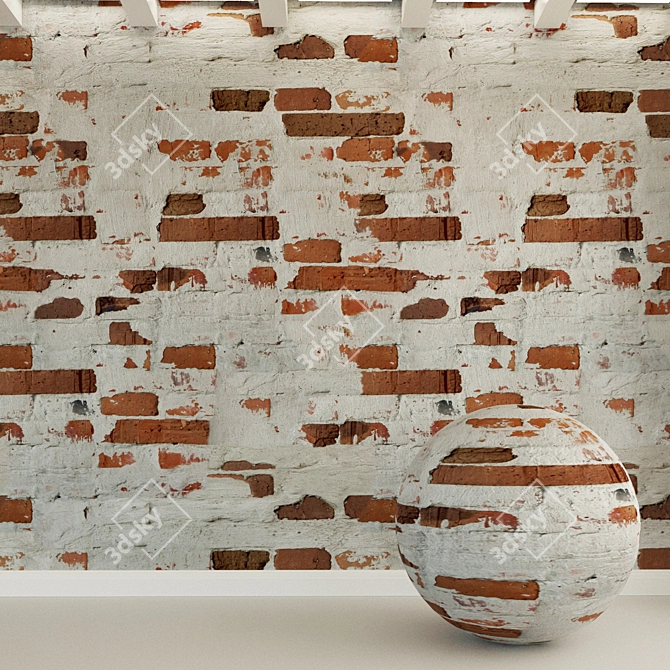 Authentic Antique Brick Wall 3D model image 1