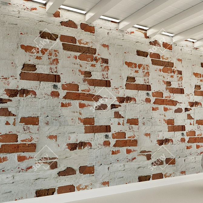 Authentic Antique Brick Wall 3D model image 2