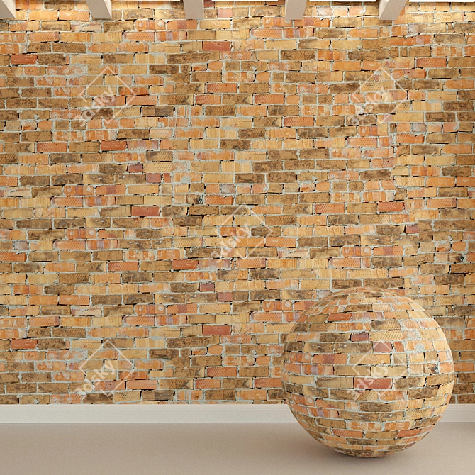 Vintage Brick Wall: Old, Historical, Red 3D model image 1