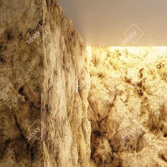 Damaged Orange Cliff Rocks 3D model image 3