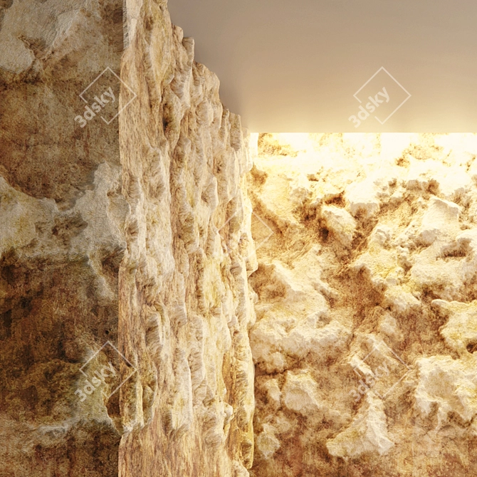 Damaged Cliff Rock VRAY 4k 3D model image 3