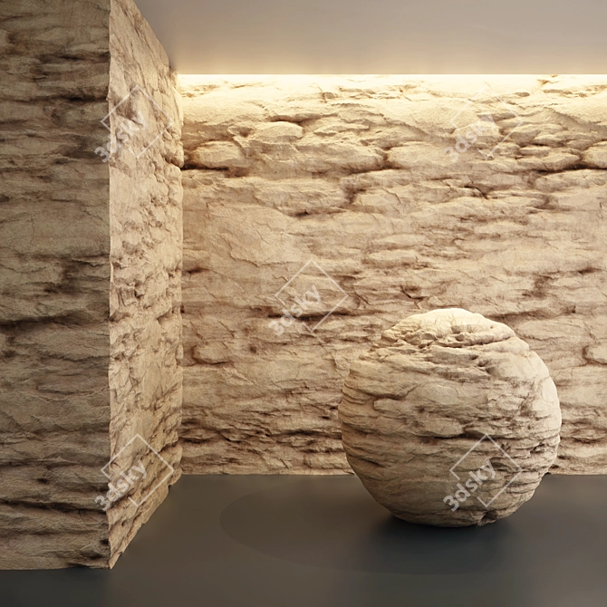 Orange Cliff Rocks for VRAY 3D model image 2