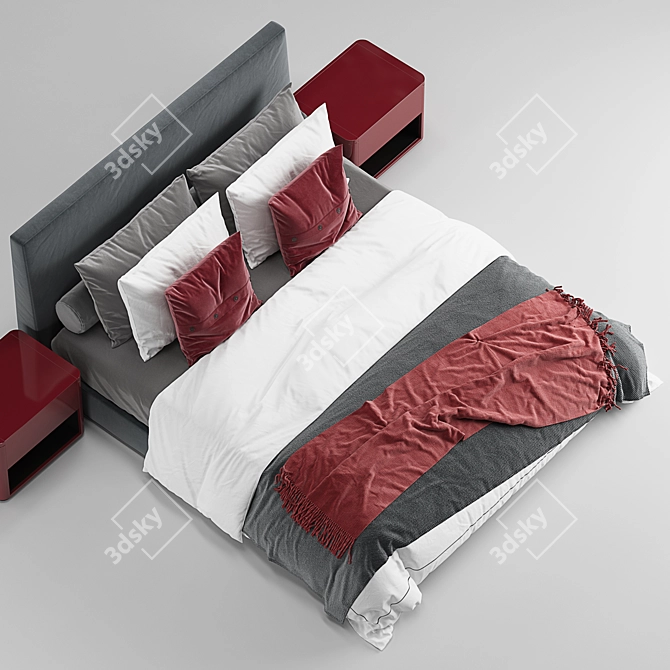 Modern Minotti Powell Bed 3D model image 4