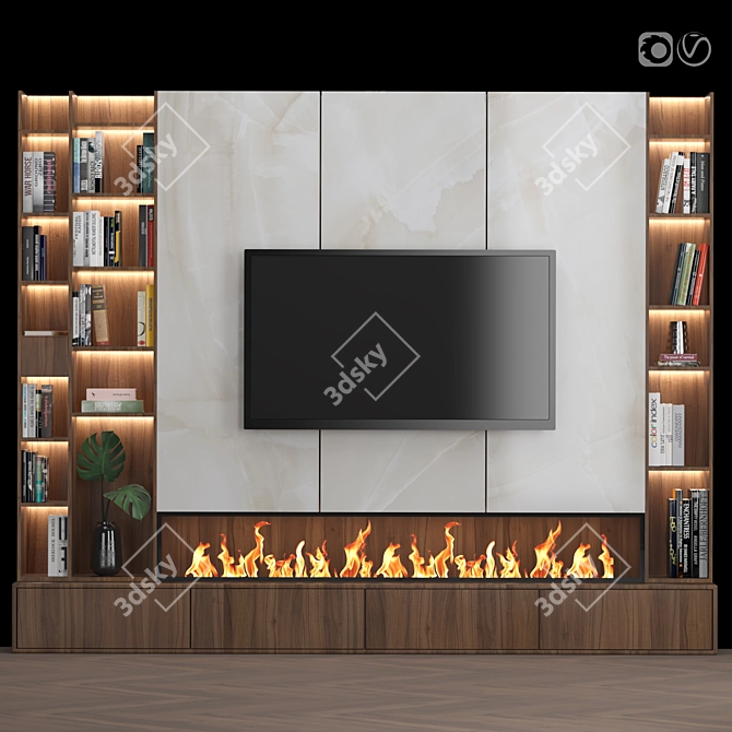 Modular TV Wall Unit - Easy Size Editing - V-Ray and Corona Render Compatible 3D model image 1