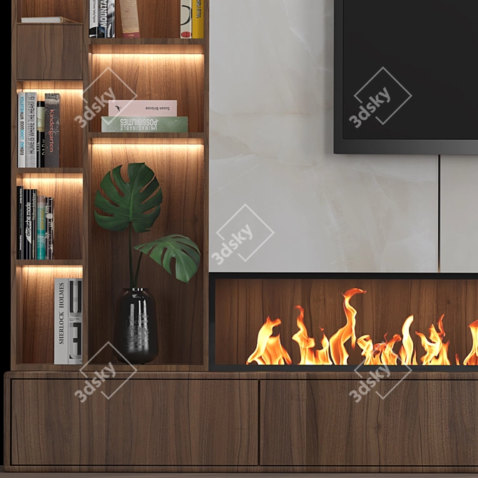 Modular TV Wall Unit - Easy Size Editing - V-Ray and Corona Render Compatible 3D model image 3