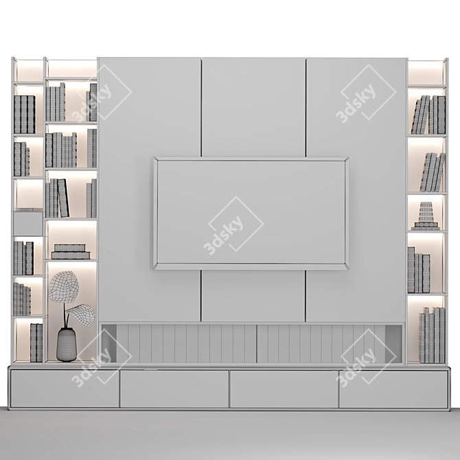 Modular TV Wall Unit - Easy Size Editing - V-Ray and Corona Render Compatible 3D model image 7