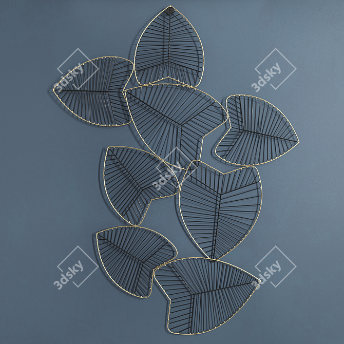 Tropical Leaf Metal Wall Panel 3D model image 2
