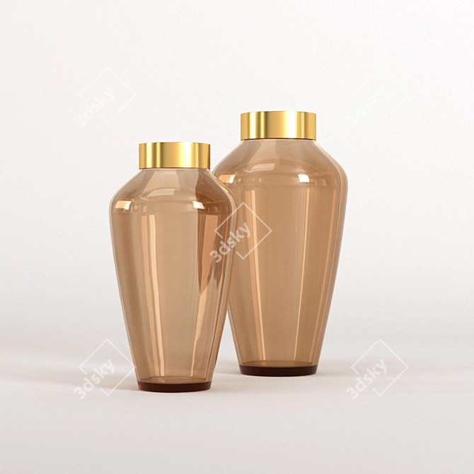 Golden Rim Glass Vase 3D model image 2