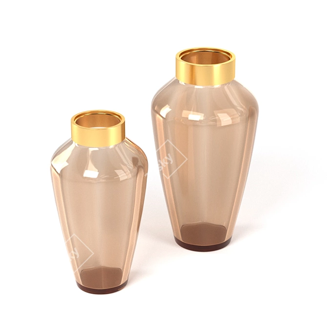Golden Rim Glass Vase 3D model image 4