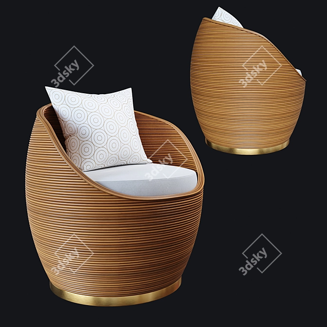 Elegant Riviera Swivel Chair 3D model image 1