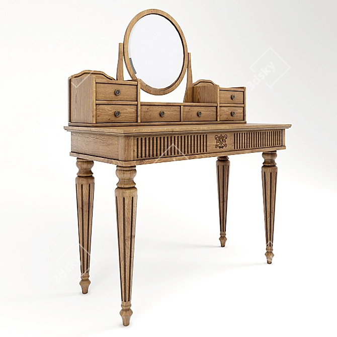 Justin Oak Dressing Table 3D model image 2