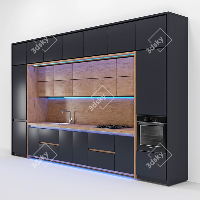 Custom Kitchen Furniture with Built-in Appliances 3D model image 1