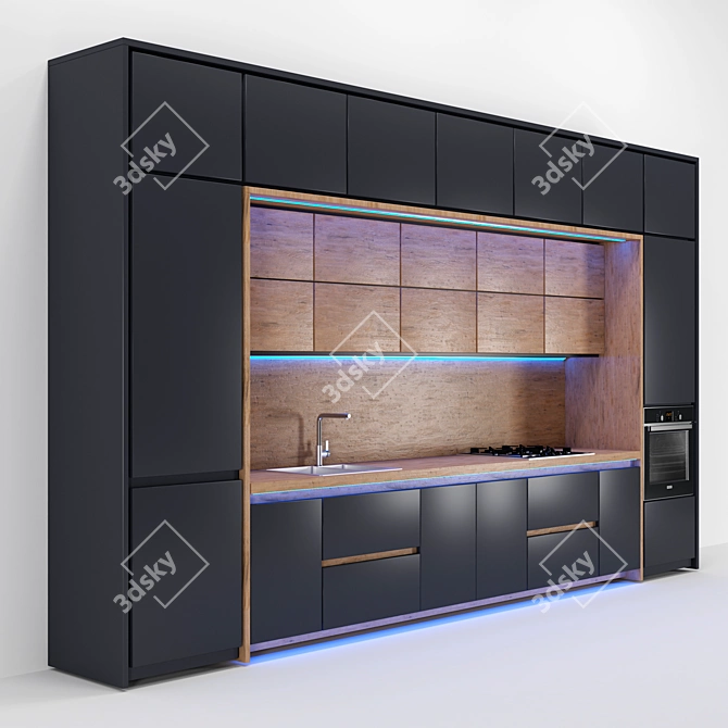 Custom Kitchen Furniture with Built-in Appliances 3D model image 2