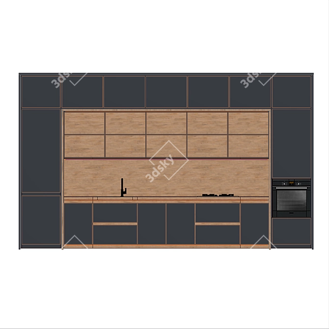 Custom Kitchen Furniture with Built-in Appliances 3D model image 3