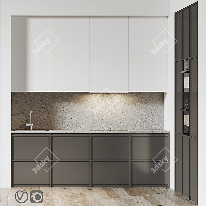 Modern Kitchen Cabinet Set 3D model image 1