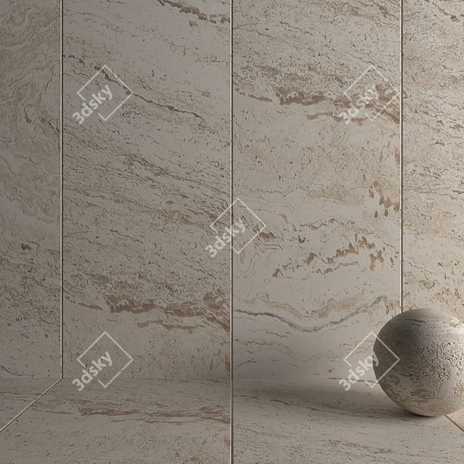 Antico Ivory Stone Wall Tiles Set 3D model image 3