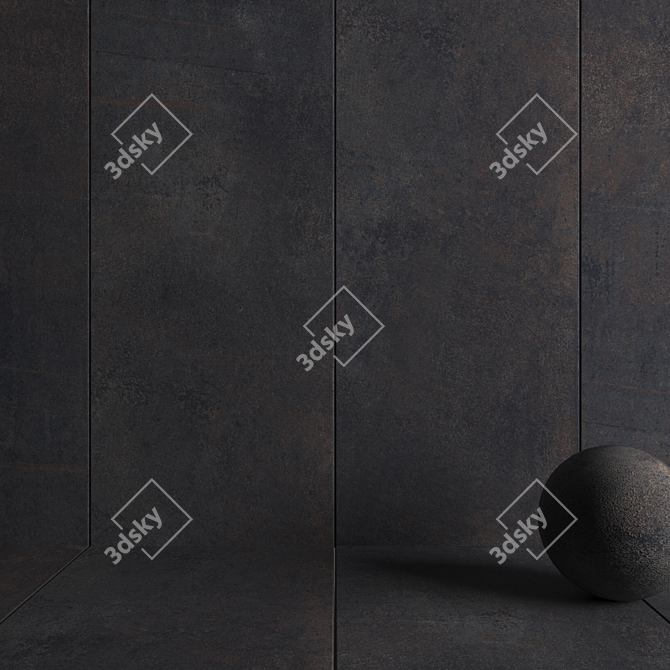 Etna Anthracite Stone Wall Tiles: Textured & High Definition 3D model image 3